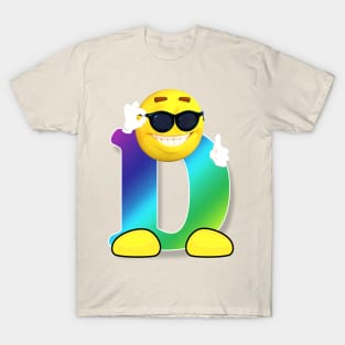 Letter D Alphabet Smiley Monogram Face Emoji Shirt for Men Women Kids T-Shirt